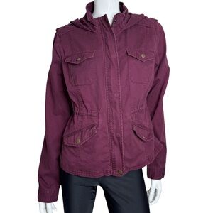 Prince‎ & Fox Utility Hooded Maroon Denim Jacket